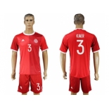 Danmark #3 Kjaer Red Home Soccer Country Jersey