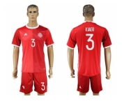 Danmark #3 Kjaer Red Home Soccer Country Jersey