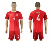 Danmark #4 Agger Red Home Soccer Country Jersey