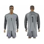 Chile #1 C.Bravo Grey Goalkeeper Long Sleeves Soccer Country Jersey