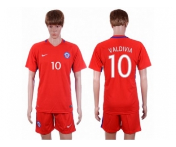 Chile #10 Valdivia Home Soccer Country Jersey