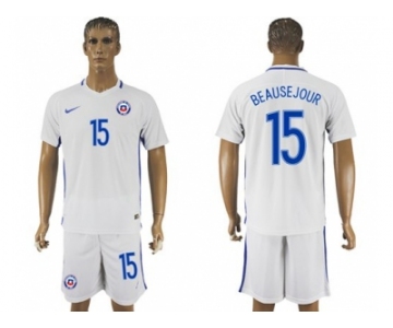 Chile #15 Beausejour Away Soccer Country Jersey