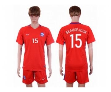 Chile #15 Beausejour Home Soccer Country Jersey