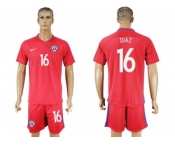 Chile #16 Diaz Home Soccer Country Jersey