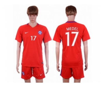 Chile #17 Medel Home Soccer Country Jersey