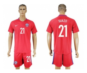 Chile #21 Suazo Home Soccer Country Jersey