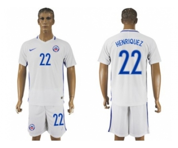 Chile #22 Henriquez Away Soccer Country Jersey