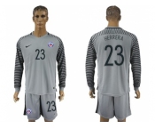 Chile #23 Herrera Grey Goalkeeper Long Sleeves Soccer Country Jersey