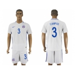 Chile #3 Campos Away Soccer Country Jersey