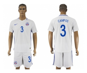 Chile #3 Campos Away Soccer Country Jersey