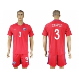 Chile #3 Campos Home Soccer Country Jersey