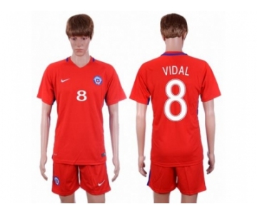 Chile #8 Vidal Home Soccer Country Jersey