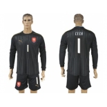 Czech #1 Cech Black Long Sleeves Goalkeeper Soccer Country Jersey