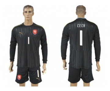 Czech #1 Cech Black Long Sleeves Goalkeeper Soccer Country Jersey