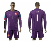 Czech #1 Cech Purple Goalkeeper Long Sleeves Soccer Country Jersey