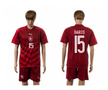 Czech #15 Baros Red Home Soccer Country Jersey