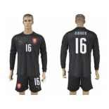 Czech #16 Koubek Black Long Sleeves Goalkeeper Soccer Country Jersey