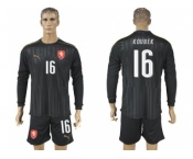 Czech #16 Koubek Black Long Sleeves Goalkeeper Soccer Country Jersey