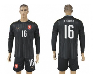 Czech #16 Koubek Black Long Sleeves Goalkeeper Soccer Country Jersey