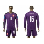 Czech #16 Koubek Purple Goalkeeper Long Sleeves Soccer Country Jersey