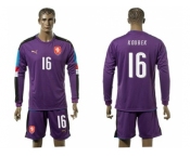 Czech #16 Koubek Purple Goalkeeper Long Sleeves Soccer Country Jersey