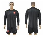 Czech Blank Black Long Sleeves Goalkeeper Soccer Country Jersey