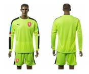 Czech Blank Shiny Green Goalkeeper Long Sleeves Soccer Country Jersey