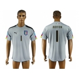 Italy #1 Boffon Grey Goalkeeper Soccer Country Jersey