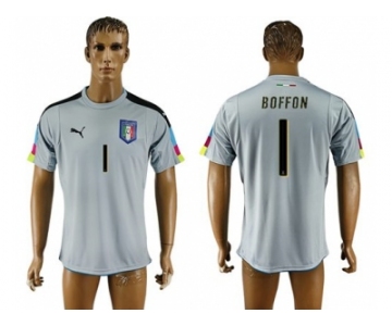 Italy #1 Boffon Grey Goalkeeper Soccer Country Jersey