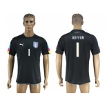 Italy #1 Buffon Black Goalkeeper Soccer Country Jerseys