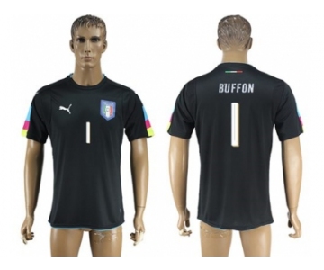 Italy #1 Buffon Black Goalkeeper Soccer Country Jerseys