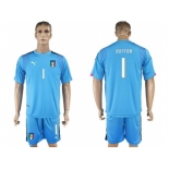 Italy #1 Buffon Blue Goalkeeper Soccer Country Jersey