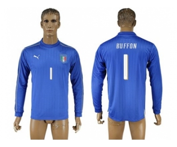 Italy #1 Buffon Blue Home Long Sleeves Soccer Country Jersey