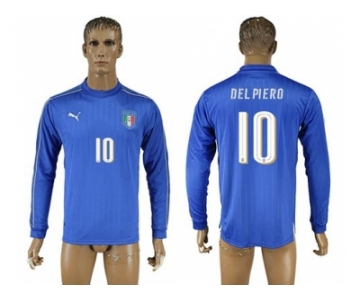 Italy #10 Del Piero Blue Home Long Sleeves Soccer Country Jersey