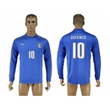 Italy #10 Giovinco Blue Home Long Sleeves Soccer Country Jersey