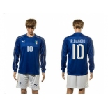 Italy #10 R.Baggio Blue Home Long Sleeves Soccer Country Jersey