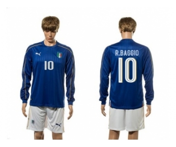 Italy #10 R.Baggio Blue Home Long Sleeves Soccer Country Jersey