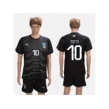 Italy #10 Totti Black Goalkeeper Soccer Country Jersey