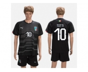 Italy #10 Totti Black Goalkeeper Soccer Country Jersey