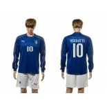 Italy #10 Verratti Blue Home Long Sleeves Soccer Country Jersey1