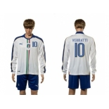 Italy #10 Verratti White Away Long Sleeves Soccer Country Jersey