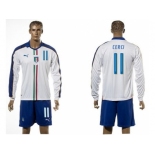 Italy #11 Cerci White Away Long Sleeves Soccer Country Jersey