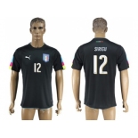 Italy #12 Sirigu Black Goalkeeper Soccer Country Jersey