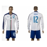 Italy #12 Sirigu White Away Long Sleeves Soccer Country Jersey