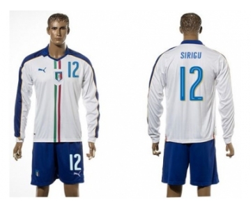 Italy #12 Sirigu White Away Long Sleeves Soccer Country Jersey