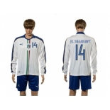 Italy #14 EL Shaarawy White Away Long Sleeves Soccer Country Jersey