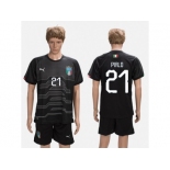 Italy #21 Pirlo Black Goalkeeper Soccer Country Jersey