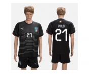 Italy #21 Pirlo Black Goalkeeper Soccer Country Jersey