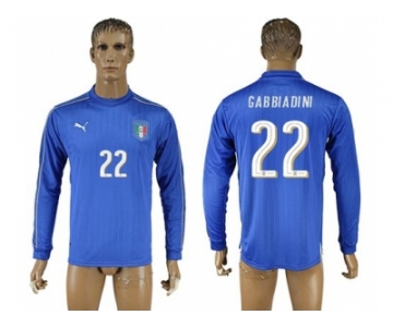 Italy #22 Gabbiadini Blue Home Long Sleeves Soccer Country Jersey