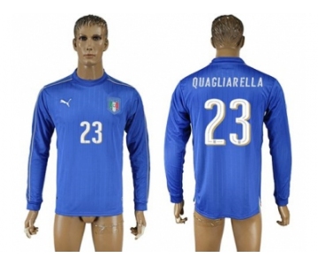 Italy #23 Quagliarella Blue Home Long Sleeves Soccer Country Jersey